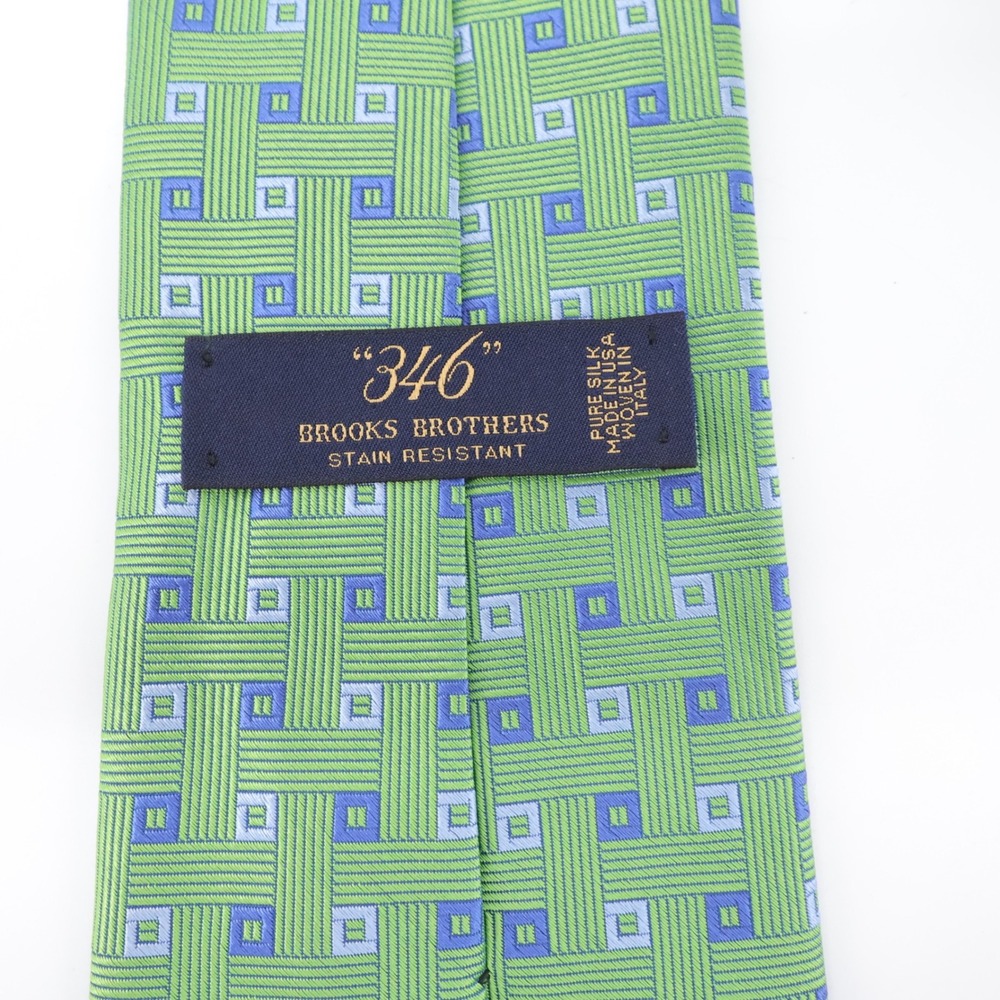 Brooks‎ Brothers Tie Geometric Silk Tie Green One Size Mens OS - Picture 2 of 5